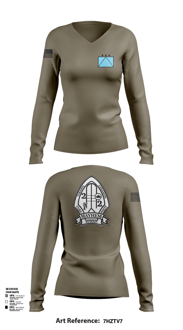 2ND BATTALION 2ND MARINE REGIMENT 94580172 Women's Long Sleeve V-neck Shirt - 52