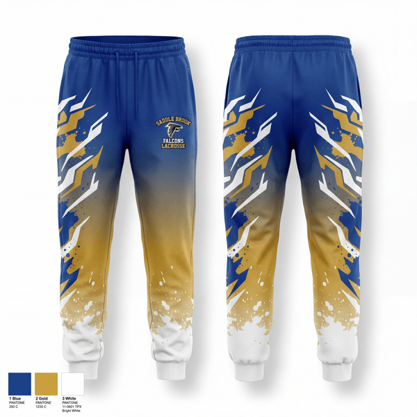 Sweatpants, Saddle Brook Falcons Lacrosse, Men's Lacrosse, Teamtime, Team time, sublimation, custom sports apparel, team uniforms, spirit wear, spiritwear, sports uniforms, custom shirts, team store, custom team store, fundraiser sports, apparel fundraiser