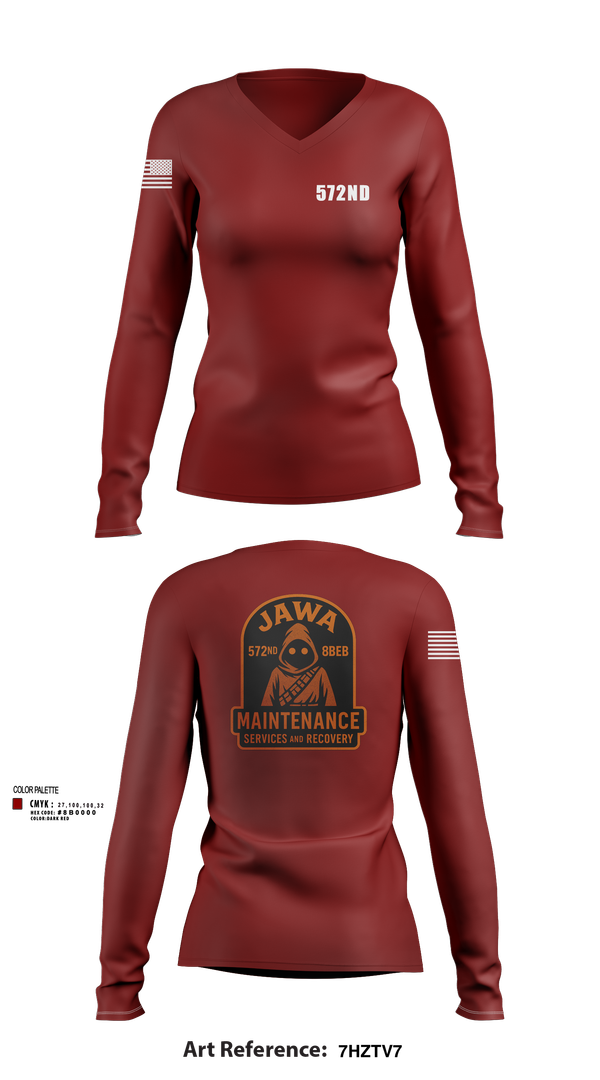 Womens Long Sleeve Vneck Shirt, 572nd, , Teamtime, Team time, sublimation, custom sports apparel, team uniforms, spirit wear, spiritwear, sports uniforms, custom shirts, team store, custom team store, fundraiser sports, apparel fundraiser