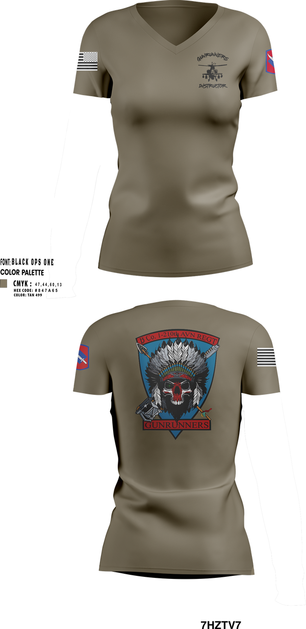 B Company, 1-210th Aviation Regt 56146981 Women's Short Sleeve V-neck Shirt - 6