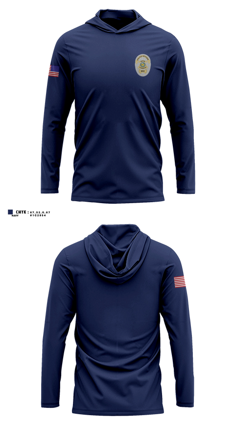 Long Sleeve hooded sunshirt, Wayne Twp. Police Dept., Police, Teamtime, Team time, sublimation, custom sports apparel, team uniforms, spirit wear, spiritwear, sports uniforms, custom shirts, team store, custom team store, fundraiser sports, apparel fundraiser