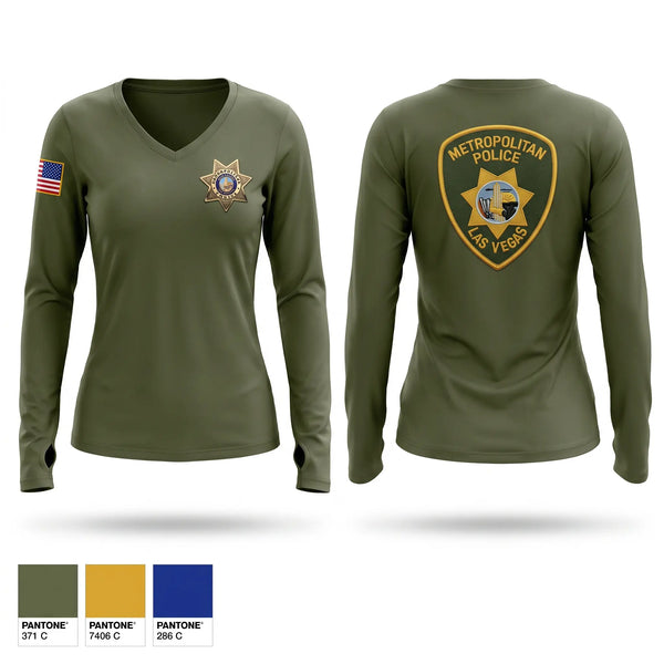 Womens Long Sleeve Vneck Shirt, SU14, Police, Teamtime, Team time, sublimation, custom sports apparel, team uniforms, spirit wear, spiritwear, sports uniforms, custom shirts, team store, custom team store, fundraiser sports, apparel fundraiser