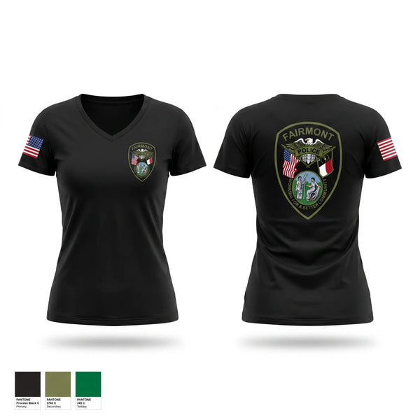 Womens Short Sleeve Vneck Shirt, Fairmont Police Department, Police, Teamtime, Team time, sublimation, custom sports apparel, team uniforms, spirit wear, spiritwear, sports uniforms, custom shirts, team store, custom team store, fundraiser sports, apparel fundraiser