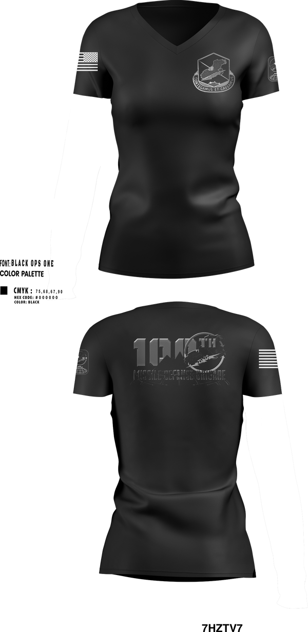 100th Missile Defense Brigade 43971287 Women's Short Sleeve V-neck Shirt - 110