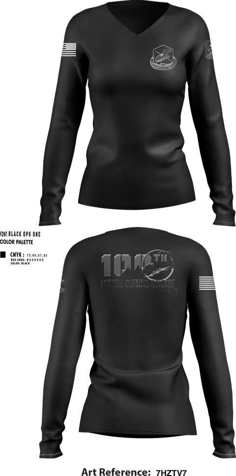 100th Missile Defense Brigade 43971287 Women's Long Sleeve V-neck Shirt - 110
