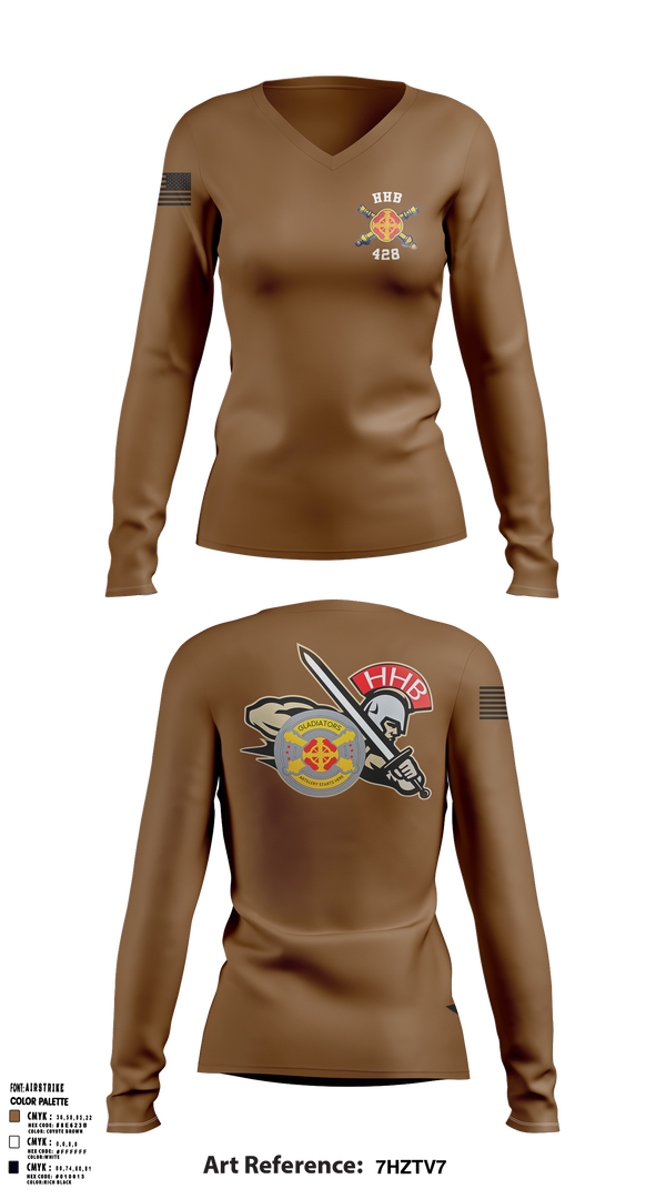 HHB, 428th Field Artillery Brigade 81466610 Women's Long Sleeve V-neck Shirt - 1