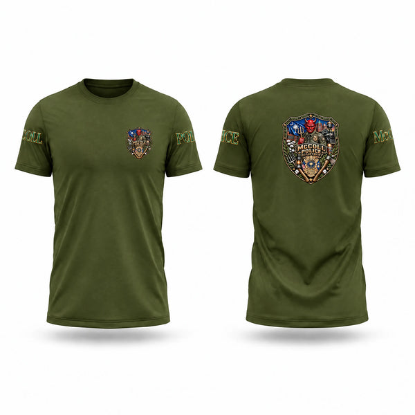 Old School Cotton Feel Shirt, McColl Police Department, Police, Teamtime, Team time, sublimation, custom sports apparel, team uniforms, spirit wear, spiritwear, sports uniforms, custom shirts, team store, custom team store, fundraiser sports, apparel fundraiser