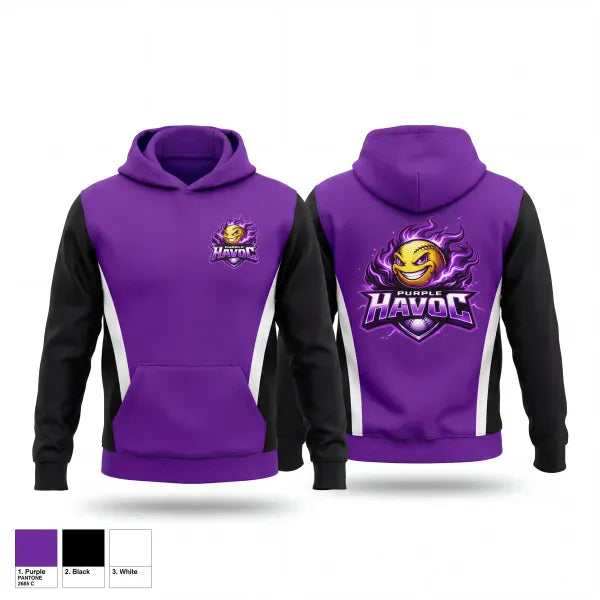 Hoodie, Purple Havoc, Softball, Teamtime, Team time, sublimation, custom sports apparel, team uniforms, spirit wear, spiritwear, sports uniforms, custom shirts, team store, custom team store, fundraiser sports, apparel fundraiser
