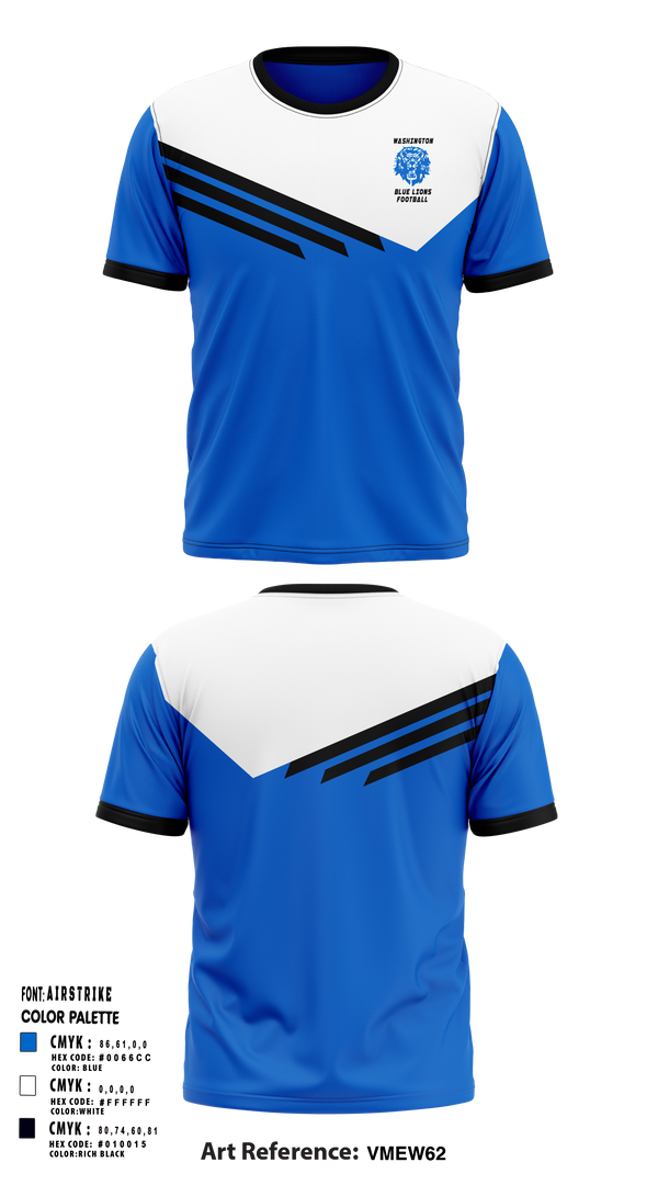 Washington Blue Lions Football 10104839 Short Sleeve Performance Shirt - 1