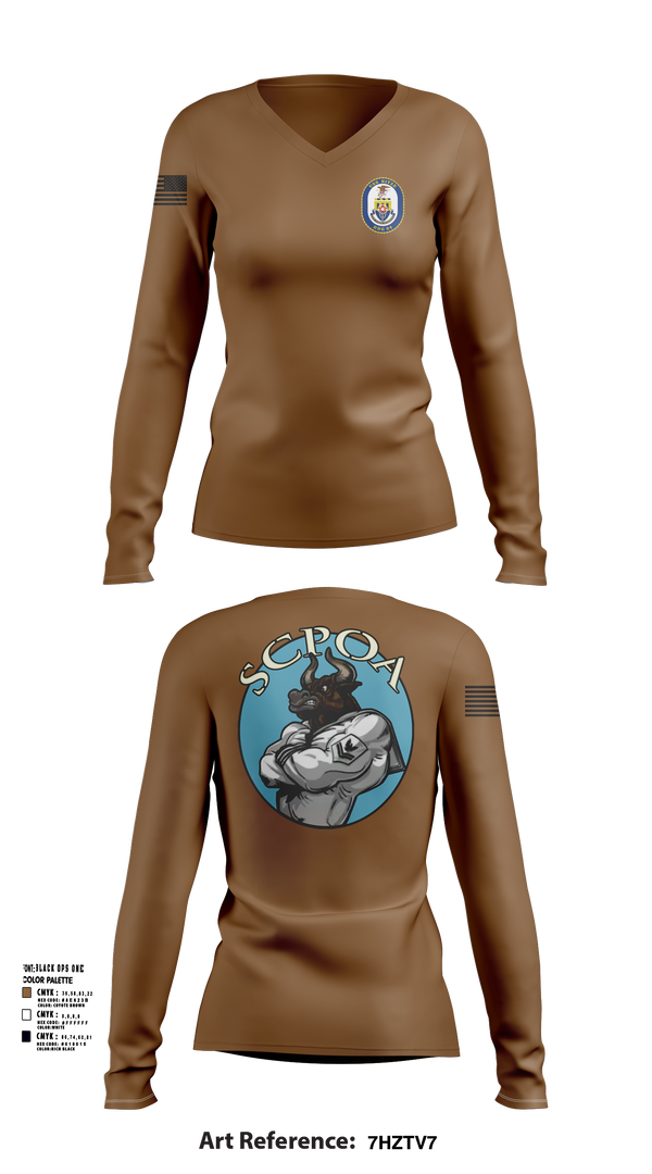 Scpoa 2939861 Women's Long Sleeve V-neck Shirt - 106