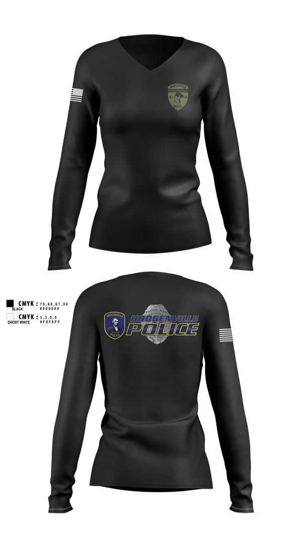 Womens Long Sleeve Vneck Shirt, Hodgenville Police Department, Police, Teamtime, Team time, sublimation, custom sports apparel, team uniforms, spirit wear, spiritwear, sports uniforms, custom shirts, team store, custom team store, fundraiser sports, apparel fundraiser
