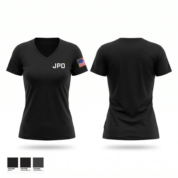 Womens Short Sleeve Vneck Shirt, JPD, Police, Teamtime, Team time, sublimation, custom sports apparel, team uniforms, spirit wear, spiritwear, sports uniforms, custom shirts, team store, custom team store, fundraiser sports, apparel fundraiser