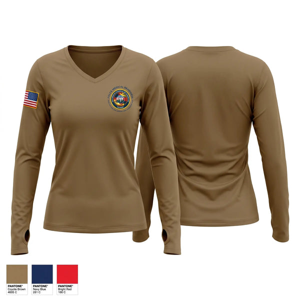 Womens Long Sleeve Vneck Shirt, NBHC Bahrain, Navy, Teamtime, Team time, sublimation, custom sports apparel, team uniforms, spirit wear, spiritwear, sports uniforms, custom shirts, team store, custom team store, fundraiser sports, apparel fundraiser