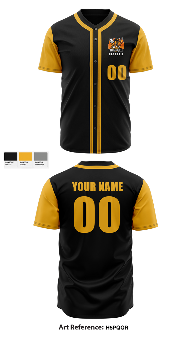 Montgomery Hornets 3546927 Full Button Baseball Jersey - 1