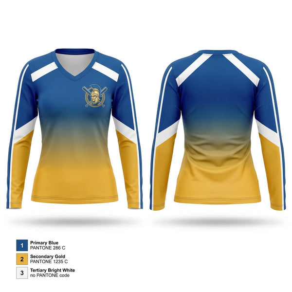 Womens Long Sleeve Vneck Shirt, Trojans, Softball, Teamtime, Team time, sublimation, custom sports apparel, team uniforms, spirit wear, spiritwear, sports uniforms, custom shirts, team store, custom team store, fundraiser sports, apparel fundraiser