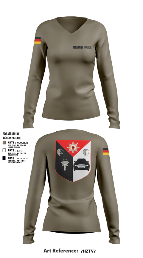 Military Police Women's Long Sleeve V-neck Shirt - 1