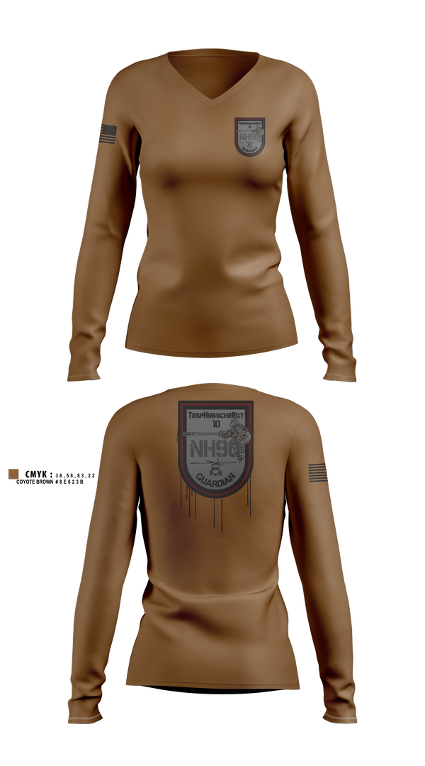 TrspHubschrRgt 10 Women's Long Sleeve V-neck Shirt - 1