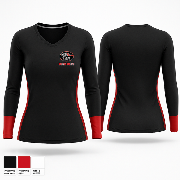 Glen oaks Women's Long Sleeve V-neck Shirt - 1