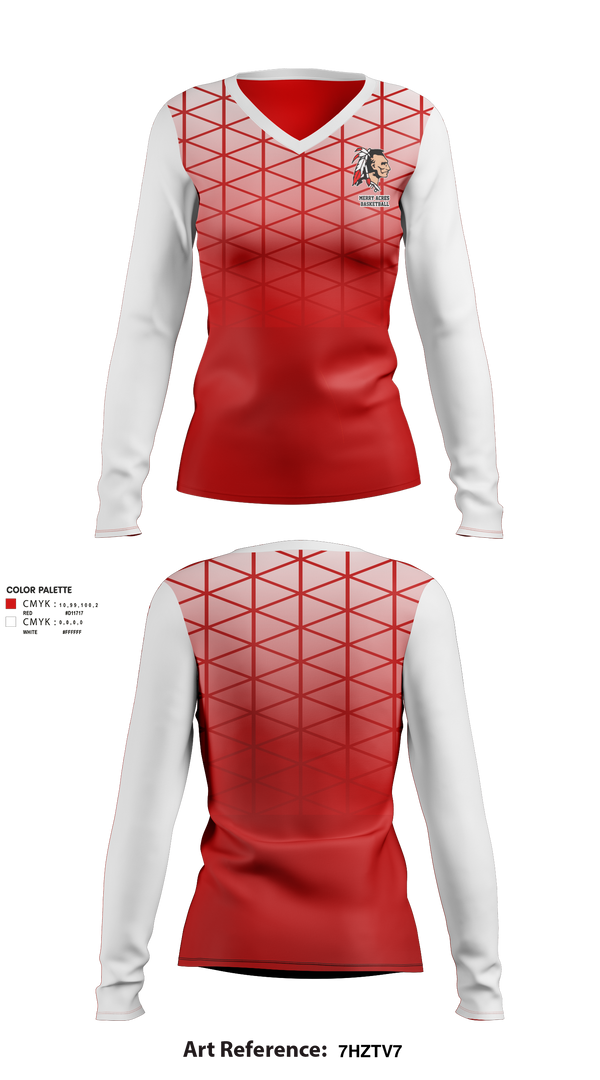 Merry Acres Middle School Basketball 12587225 Women's Long Sleeve V-neck Shirt - 1