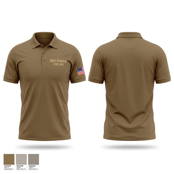 Short Sleeve Performance Polo, 101st Airborne 1/32 cav, Army, Teamtime, Team time, sublimation, custom sports apparel, team uniforms, spirit wear, spiritwear, sports uniforms, custom shirts, team store, custom team store, fundraiser sports, apparel fundraiser