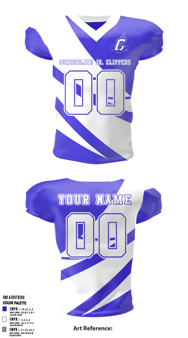 Football Jersey, Cumberland Jr. Clippers Football & Cheer, , Teamtime, Team time, sublimation, custom sports apparel, team uniforms, spirit wear, spiritwear, sports uniforms, custom shirts, team store, custom team store, fundraiser sports, apparel fundraiser