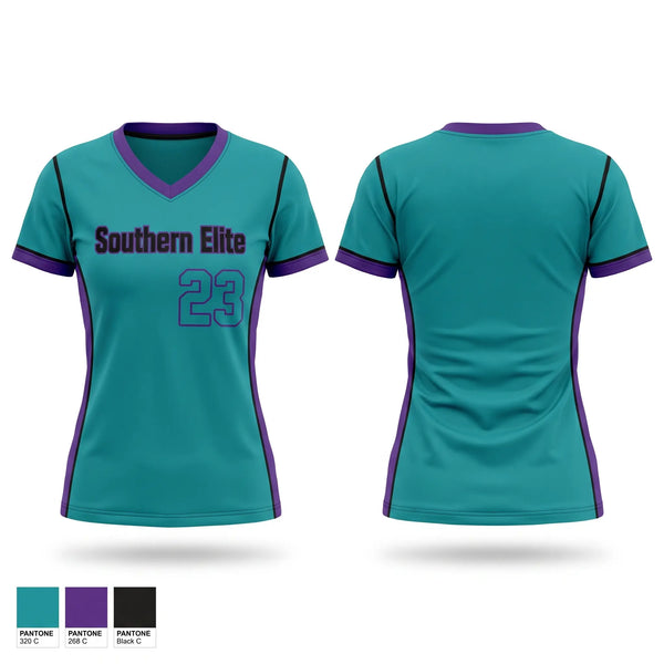 Womens Short Sleeve Vneck Shirt, Southern Elite, Softball, Teamtime, Team time, sublimation, custom sports apparel, team uniforms, spirit wear, spiritwear, sports uniforms, custom shirts, team store, custom team store, fundraiser sports, apparel fundraiser