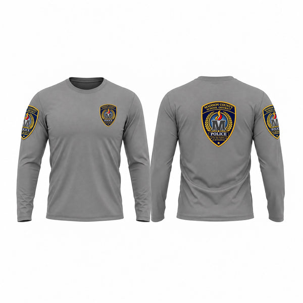 Long Sleeve Performance Shirt, Madison County Schools Police Department, Police, Teamtime, Team time, sublimation, custom sports apparel, team uniforms, spirit wear, spiritwear, sports uniforms, custom shirts, team store, custom team store, fundraiser sports, apparel fundraiser