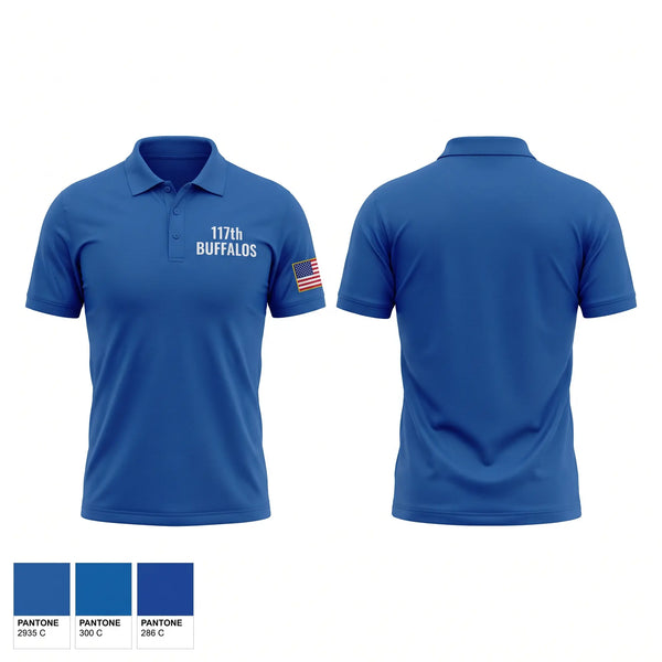 Short Sleeve Performance Polo, 1-17th buffalos, Army, Teamtime, Team time, sublimation, custom sports apparel, team uniforms, spirit wear, spiritwear, sports uniforms, custom shirts, team store, custom team store, fundraiser sports, apparel fundraiser