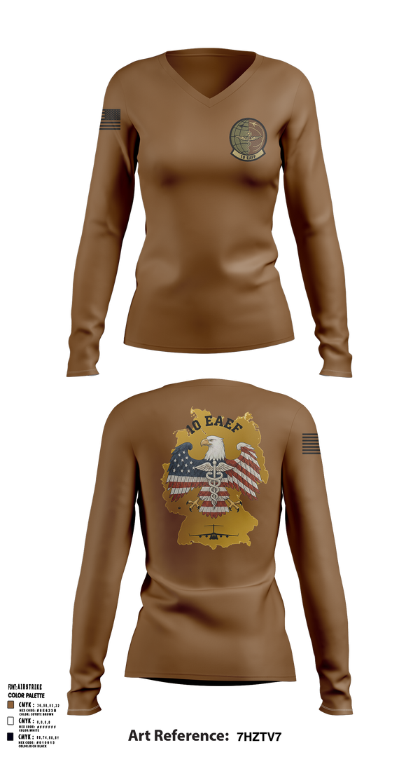 10th Expeditionary Aeromedical Evacuation Flight (10th EAEF/26.1) 21411878 Women's Long Sleeve V-neck Shirt - 1