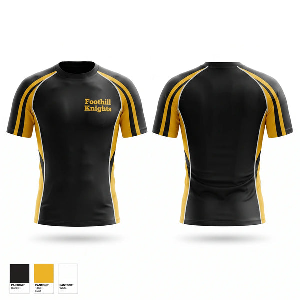 Short Sleeve Rash Guard Shirt, Foothill Knights, Wrestling, Teamtime, Team time, sublimation, custom sports apparel, team uniforms, spirit wear, spiritwear, sports uniforms, custom shirts, team store, custom team store, fundraiser sports, apparel fundraiser