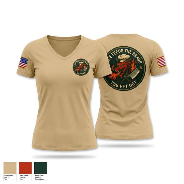 Womens Short Sleeve Vneck Shirt, 756th QM DET FFT, Army, Teamtime, Team time, sublimation, custom sports apparel, team uniforms, spirit wear, spiritwear, sports uniforms, custom shirts, team store, custom team store, fundraiser sports, apparel fundraiser