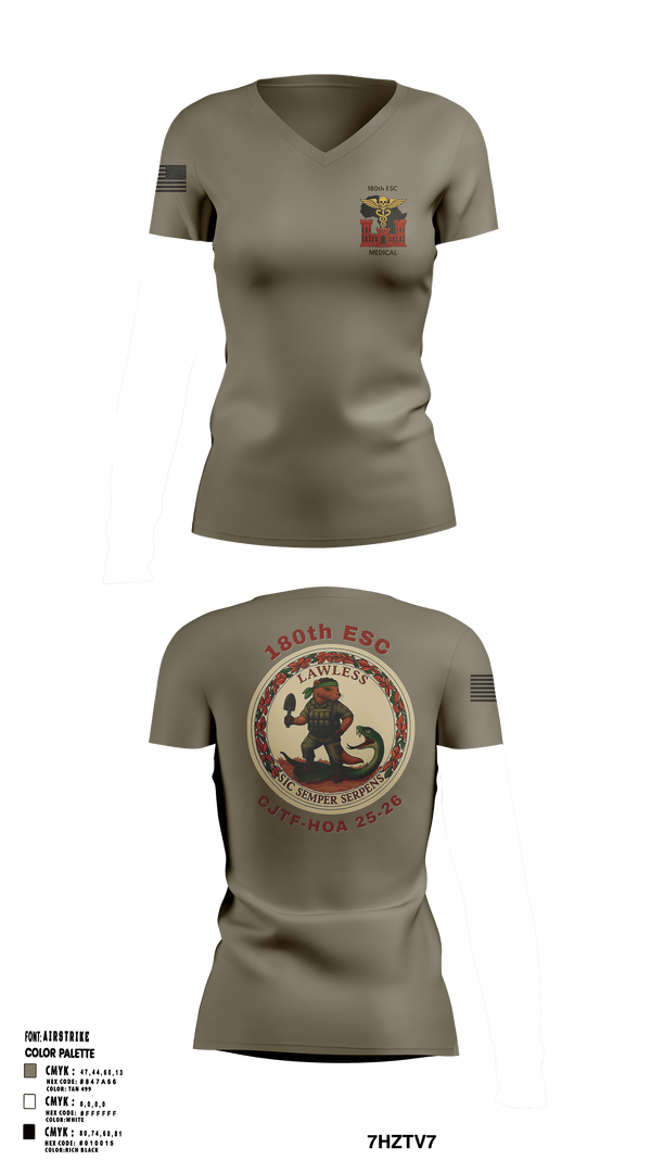 180th ESC 20338898 Women's Short Sleeve V-neck Shirt - 1