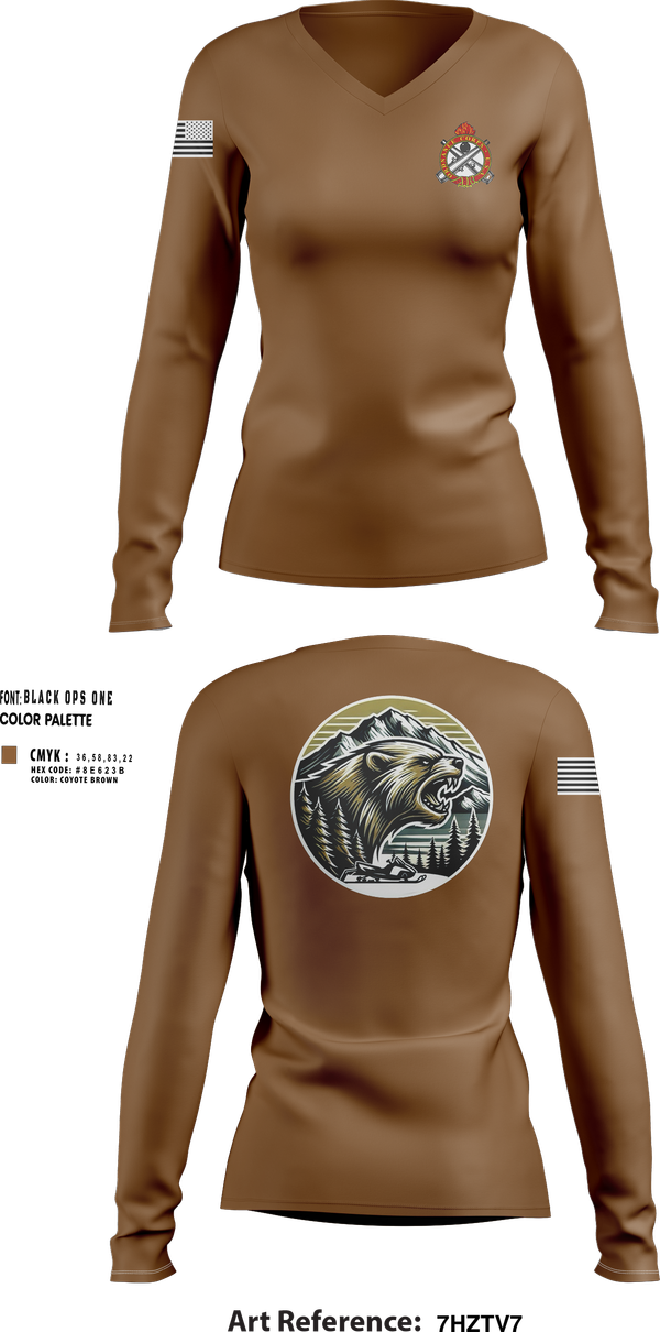 Womens Long Sleeve Vneck Shirt, FMT, 73D CEC-I, 1/11th ABN, , Teamtime, Team time, sublimation, custom sports apparel, team uniforms, spirit wear, spiritwear, sports uniforms, custom shirts, team store, custom team store, fundraiser sports, apparel fundraiser