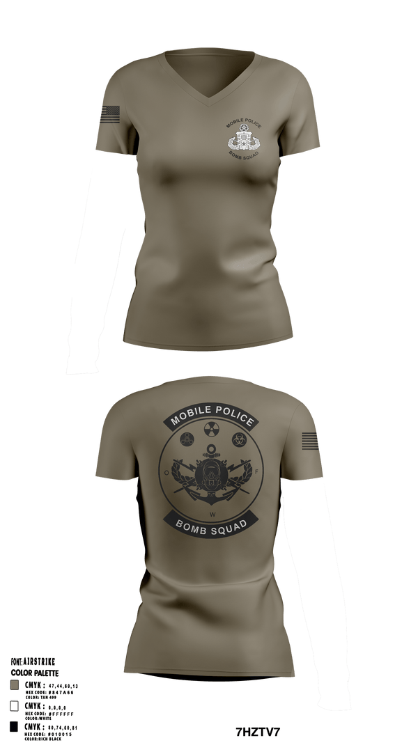 Mobile Police Bomb Squad 47120008 Women's Short Sleeve V-neck Shirt - 1