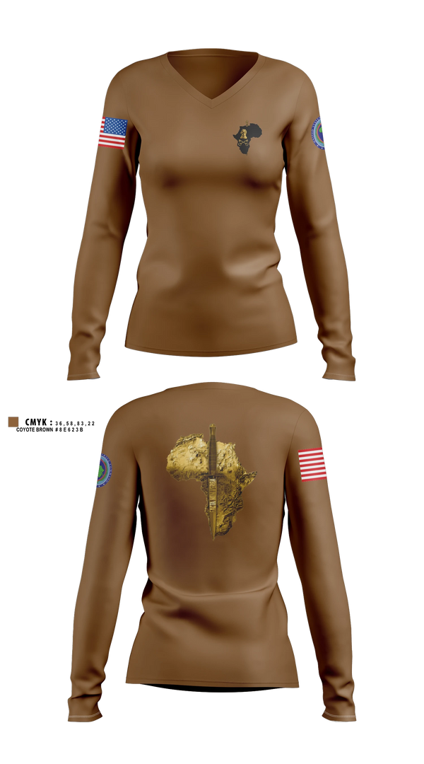 Womens Long Sleeve Vneck Shirt, ACJ2X, Army, Teamtime, Team time, sublimation, custom sports apparel, team uniforms, spirit wear, spiritwear, sports uniforms, custom shirts, team store, custom team store, fundraiser sports, apparel fundraiser