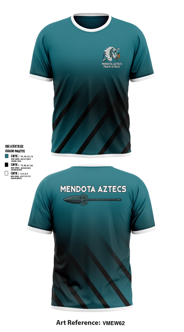 Mendota Aztecs 94033090 Short Sleeve Performance Shirt - 10