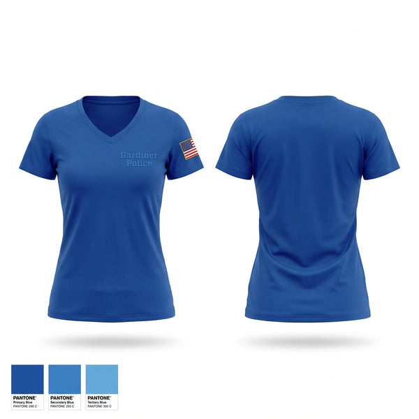 Womens Short Sleeve Vneck Shirt, Gardiner Police, Police, Teamtime, Team time, sublimation, custom sports apparel, team uniforms, spirit wear, spiritwear, sports uniforms, custom shirts, team store, custom team store, fundraiser sports, apparel fundraiser