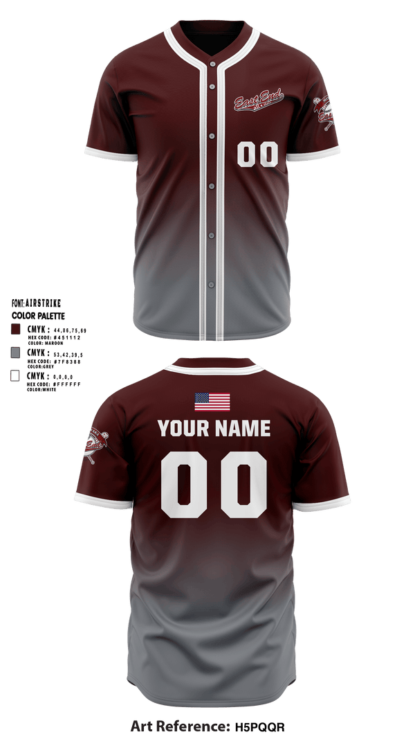 East End Mishawaka Baseball Softball Association 26327685 Full Button Baseball Jersey REQUIRED ALL STAR JERSEY- 5