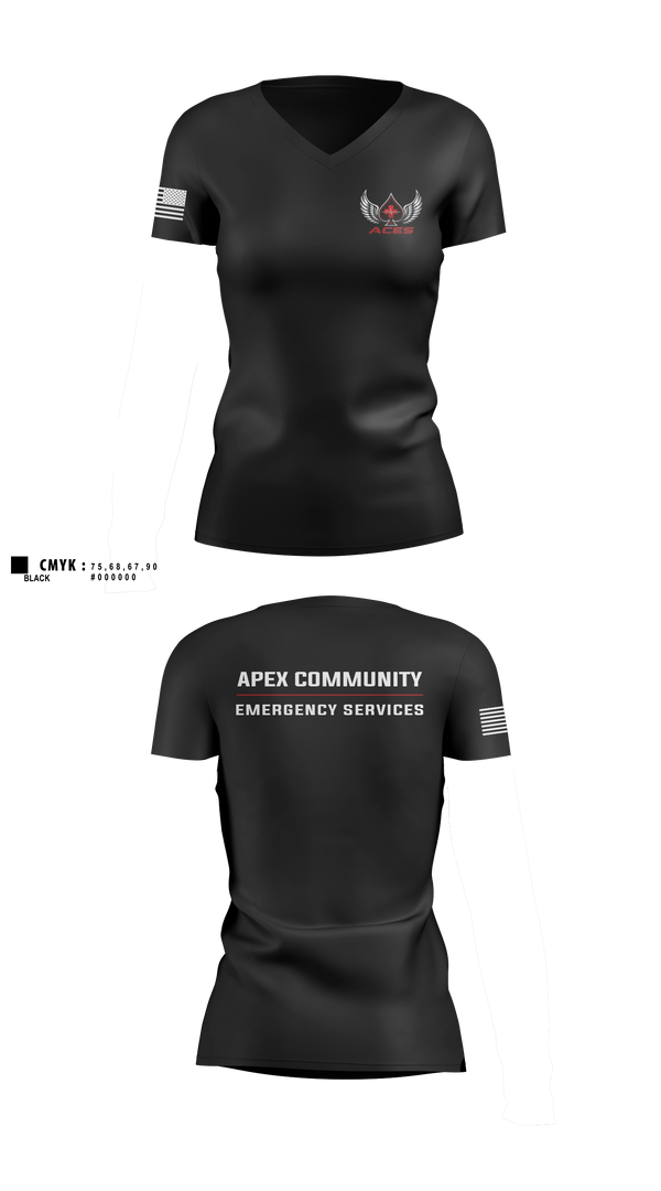 Womens Short Sleeve Vneck Shirt, ACES, EMS/EMT, Teamtime, Team time, sublimation, custom sports apparel, team uniforms, spirit wear, spiritwear, sports uniforms, custom shirts, team store, custom team store, fundraiser sports, apparel fundraiser