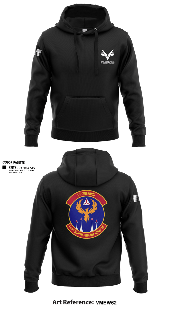 Hoodie, Civil Air Patrol's Fort Worth Phoenix Composite Squadron, , Teamtime, Team time, sublimation, custom sports apparel, team uniforms, spirit wear, spiritwear, sports uniforms, custom shirts, team store, custom team store, fundraiser sports, apparel fundraiser