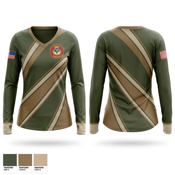 Womens Long Sleeve Vneck Shirt, 1st LAR, 1st Marine Division, Marines, Teamtime, Team time, sublimation, custom sports apparel, team uniforms, spirit wear, spiritwear, sports uniforms, custom shirts, team store, custom team store, fundraiser sports, apparel fundraiser