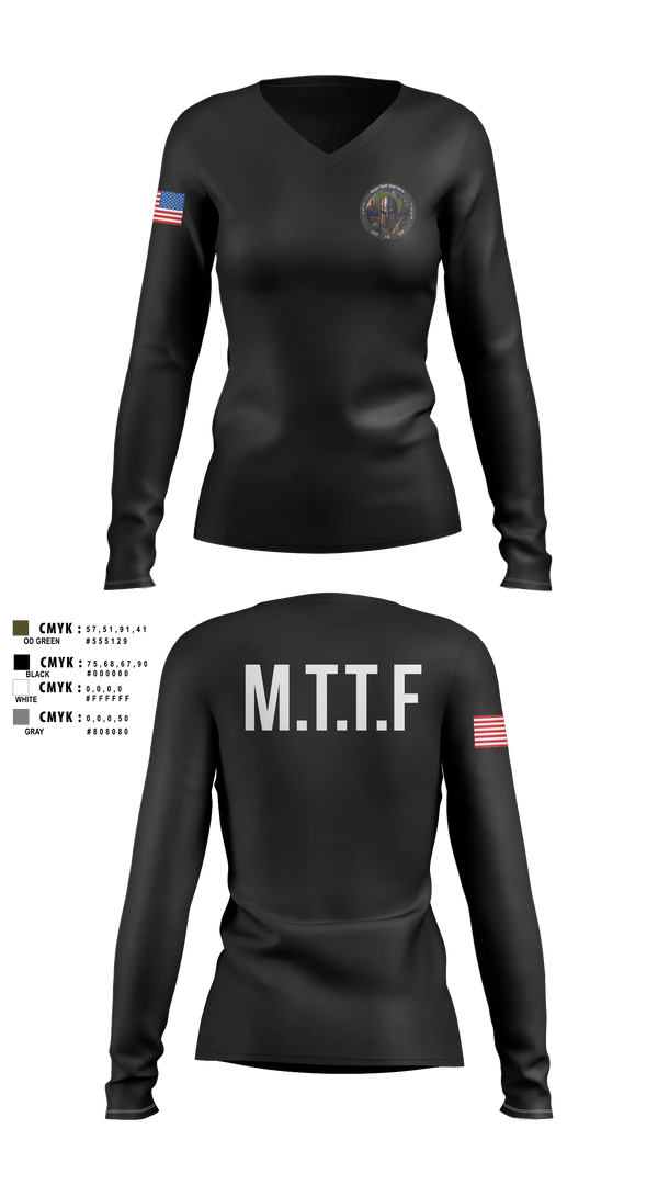 Womens Long Sleeve Vneck Shirt, Major Theft Task Force, Police, Teamtime, Team time, sublimation, custom sports apparel, team uniforms, spirit wear, spiritwear, sports uniforms, custom shirts, team store, custom team store, fundraiser sports, apparel fundraiser