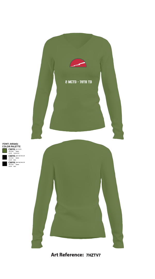 Womens Long Sleeve Vneck Shirt, 2 MCTD - 78th TD, , Teamtime, Team time, sublimation, custom sports apparel, team uniforms, spirit wear, spiritwear, sports uniforms, custom shirts, team store, custom team store, fundraiser sports, apparel fundraiser