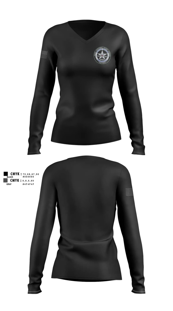 Womens Long Sleeve Vneck Shirt, US Marshals PNVOTF, Police, Teamtime, Team time, sublimation, custom sports apparel, team uniforms, spirit wear, spiritwear, sports uniforms, custom shirts, team store, custom team store, fundraiser sports, apparel fundraiser