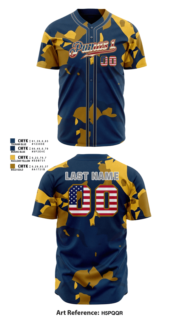 Pumas 3299936 Full Button Baseball Jersey - 52