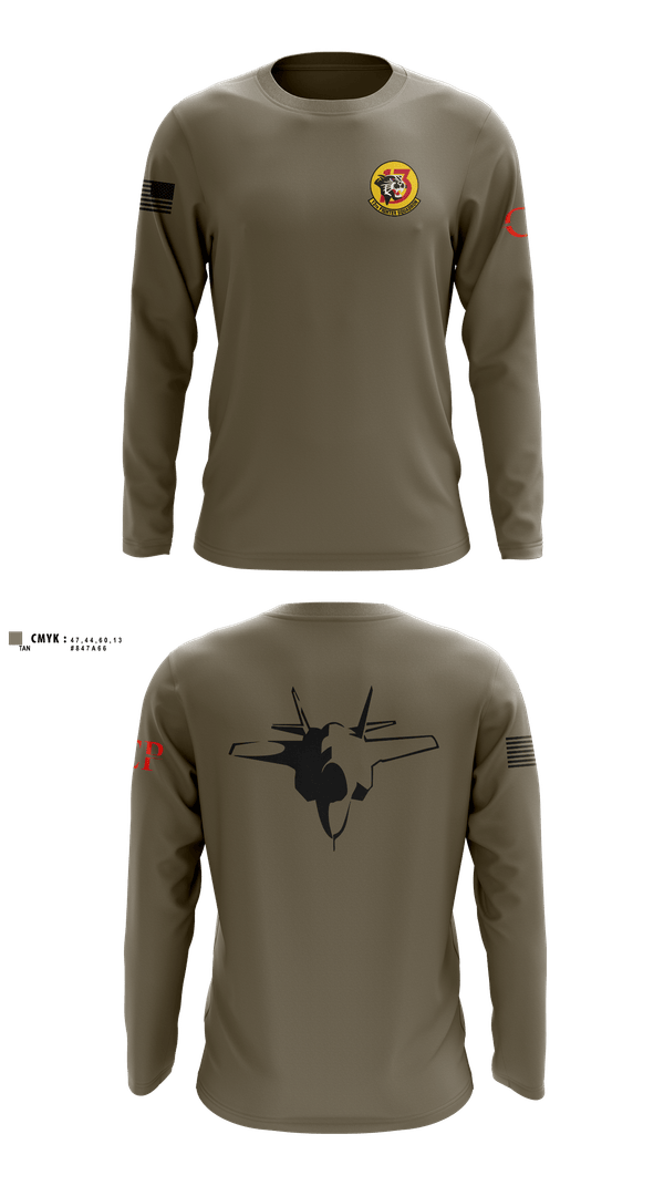 Long Sleeve Performance Shirt, 13th Fighter Squadron, Air Force, Teamtime, Team time, sublimation, custom sports apparel, team uniforms, spirit wear, spiritwear, sports uniforms, custom shirts, team store, custom team store, fundraiser sports, apparel fundraiser