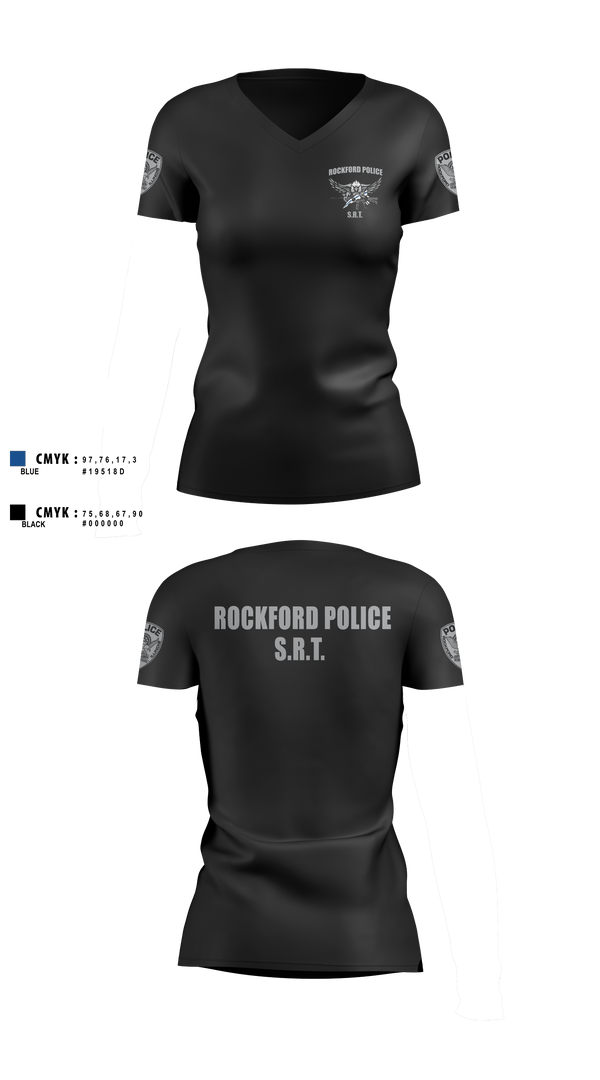 Rockford Police S.R.T. 53672195 Women's Short Sleeve V-neck Shirt - 6