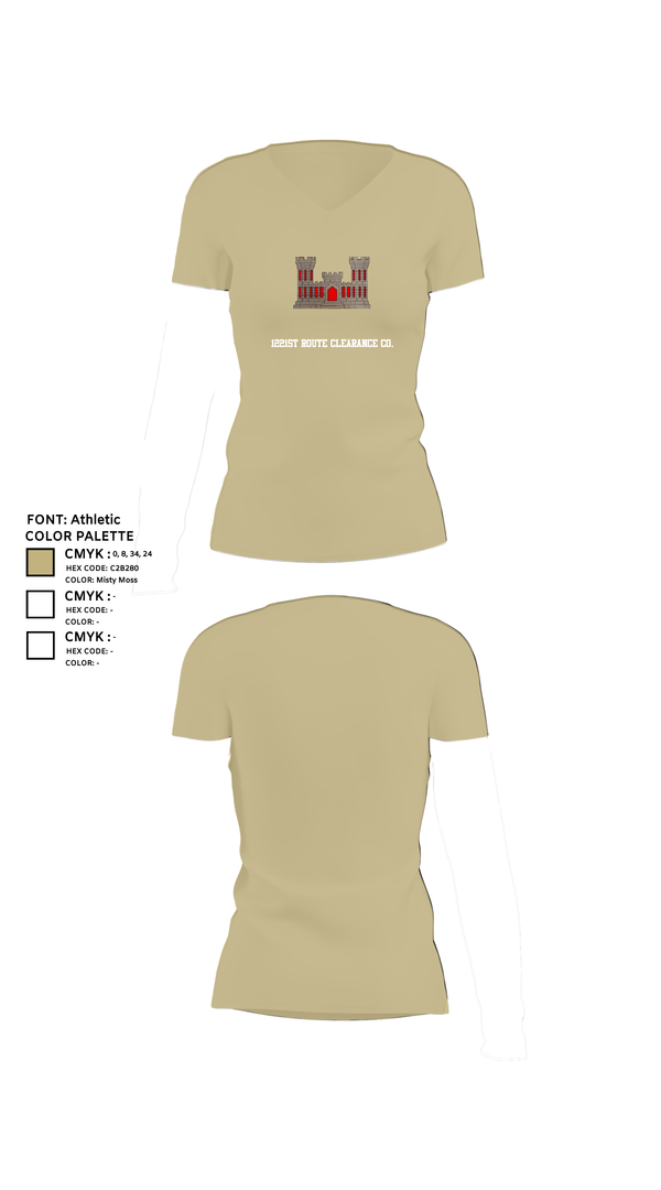 Womens Short Sleeve Vneck Shirt, 1221st Route Clearance Co., National Guard, Teamtime, Team time, sublimation, custom sports apparel, team uniforms, spirit wear, spiritwear, sports uniforms, custom shirts, team store, custom team store, fundraiser sports, apparel fundraiser