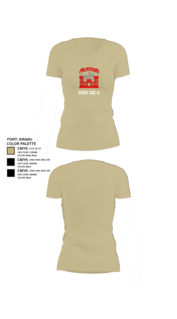 Womens Short Sleeve Vneck Shirt, 571st CEC-A, , Teamtime, Team time, sublimation, custom sports apparel, team uniforms, spirit wear, spiritwear, sports uniforms, custom shirts, team store, custom team store, fundraiser sports, apparel fundraiser