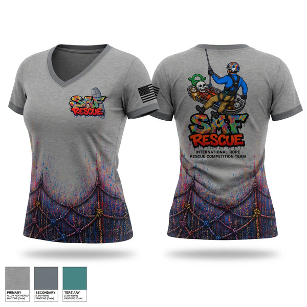 Womens Short Sleeve Vneck Shirt, VooDoo RESCUE, Fire Department, Teamtime, Team time, sublimation, custom sports apparel, team uniforms, spirit wear, spiritwear, sports uniforms, custom shirts, team store, custom team store, fundraiser sports, apparel fundraiser